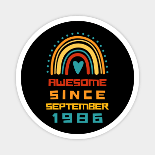Rainbow Awesome Since September 1986 35th Birthday Magnet